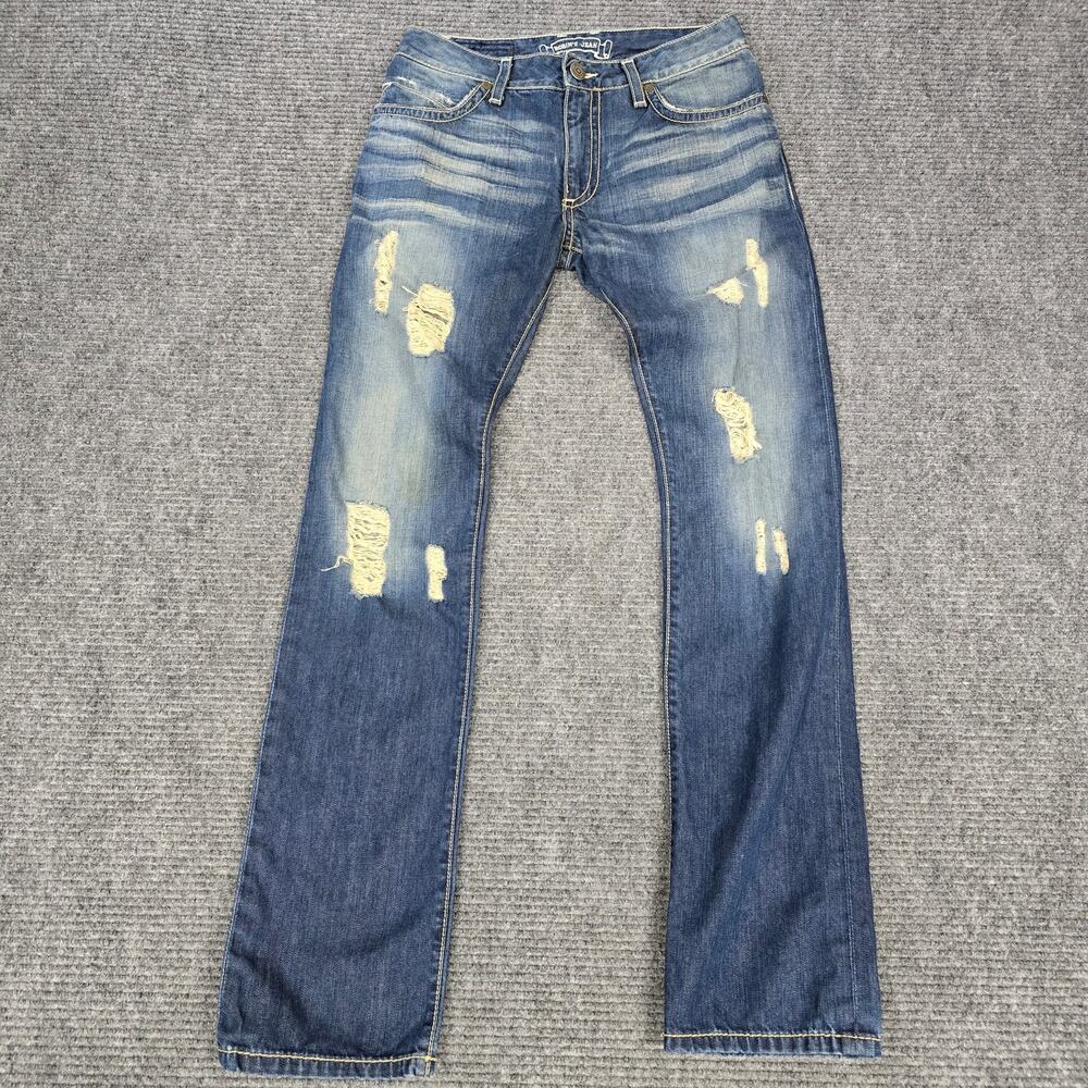 Robin's Jean Marlon Slim Jeans Mens 30x34 Blue Distressed Repatched Studded